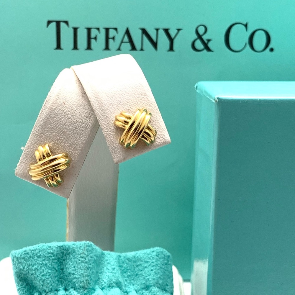 Tiffany & Co 18k Gold Signature X Stud Earrings